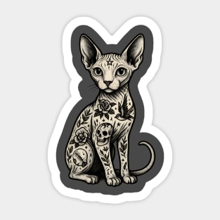 Tattooed Sphynx Cat Sticker